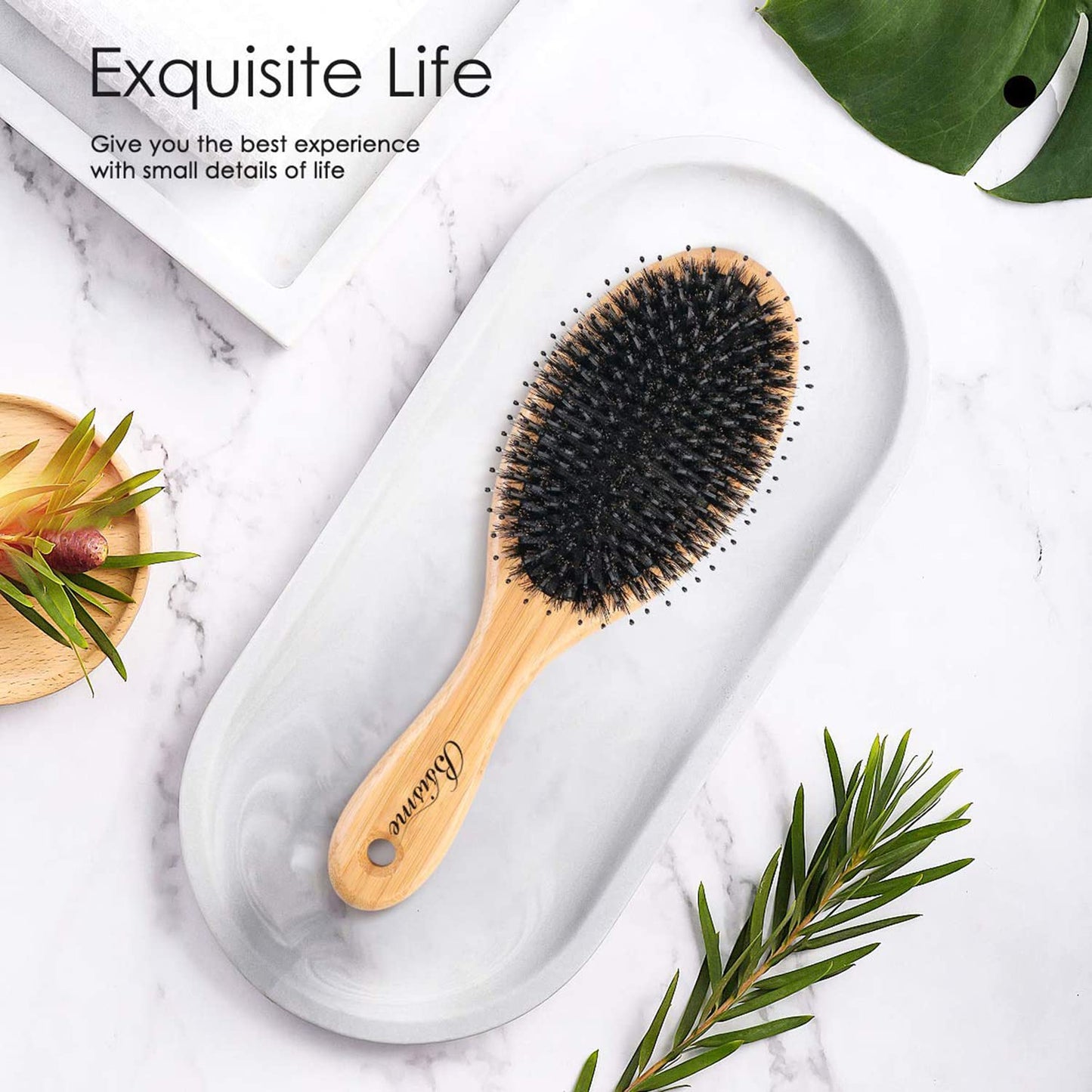 Bsisme Boar Bristles Hair Brush,Detangling Hairbrushes for Long Short Curly Straight Fine Hair,Women Men Boys Girls Hairbrush (Oval)