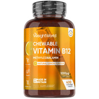 WeightWorld Vitamin B12 Tablets 1000mcg - 1+ Year Supply - 400 Chewable Tablets - Natural Lemon Flavour - Vegan & Gluten-Free - Methylcobalamin Form - B12 Vitamins for Women & Men - Made in the UK
