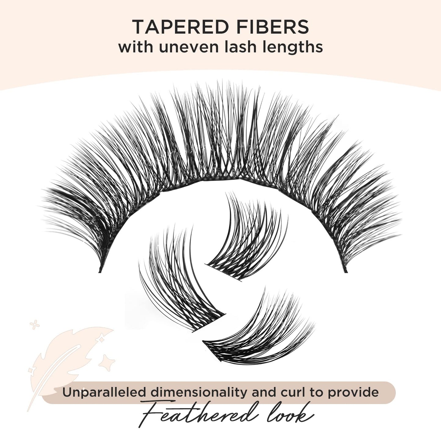 LASHVIEW Lash Clusters 144 Pcs Cluster Lashes DIY Cluster Eyelash Extensions Mega Volume Reusable Individual Lashes Cluster Volume Look Super Thin Band & Soft(Volume,D+-10-16mix)