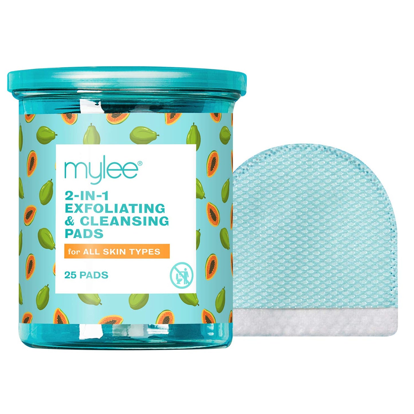 MYLEE Mylee 2 in 1 Exfoliating & Cleansing Pads - Ideal for Travelling - Make-Up Pads - Vegan & Cruelty Free - 25 pads In Jar