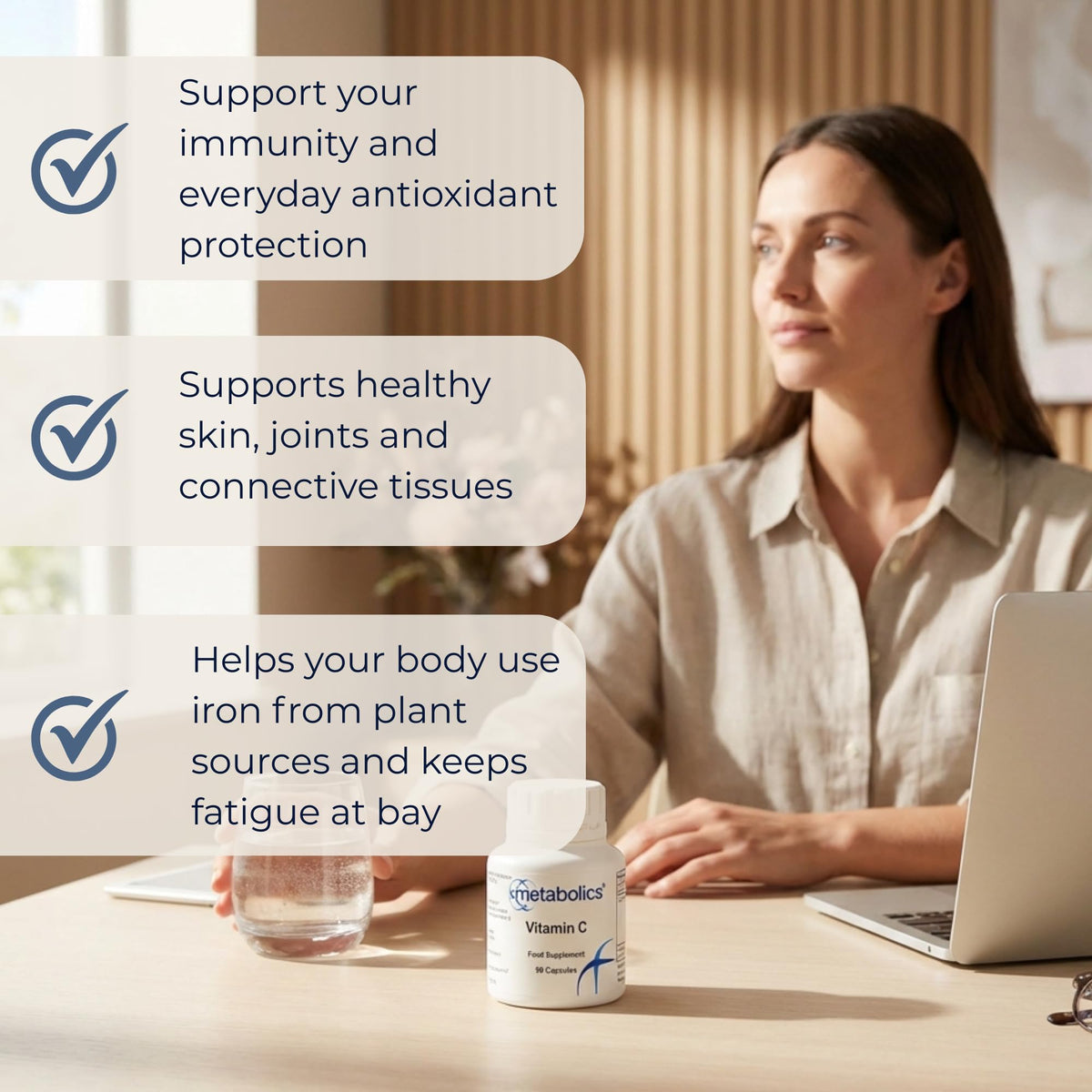 Vitamin C Capsules by Metabolics | 500mg Vitamin C Per Capsule Providing 625% NRV | Pot of 90 Capsules Suitable for Vegans & Vegetarians- No Additives or Flowing Agents