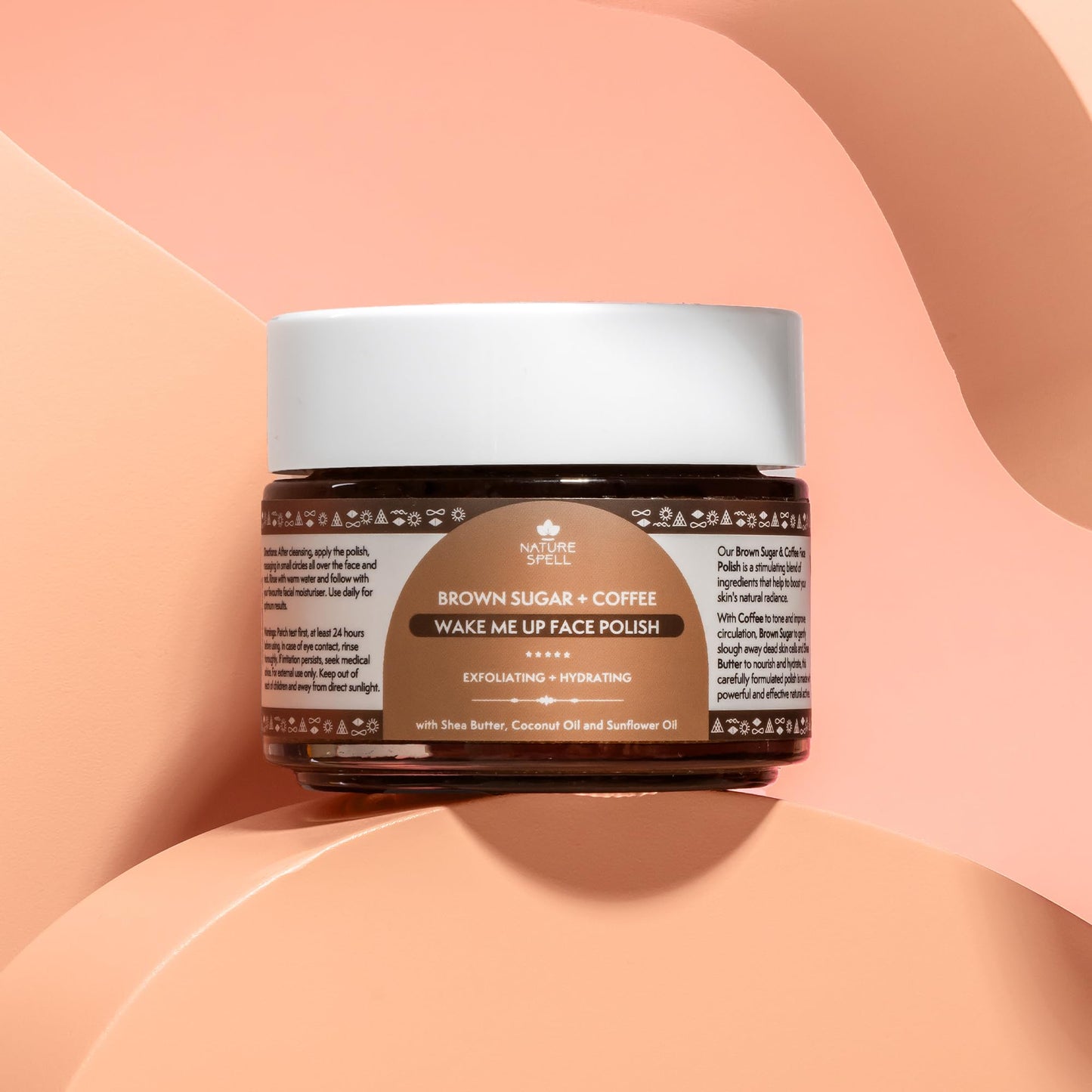 Nature Spell Brown Sugar & Coffee Exfoliating Face Scrub, Gently Refines Skin Texture & Calms, Vegan, 100ml