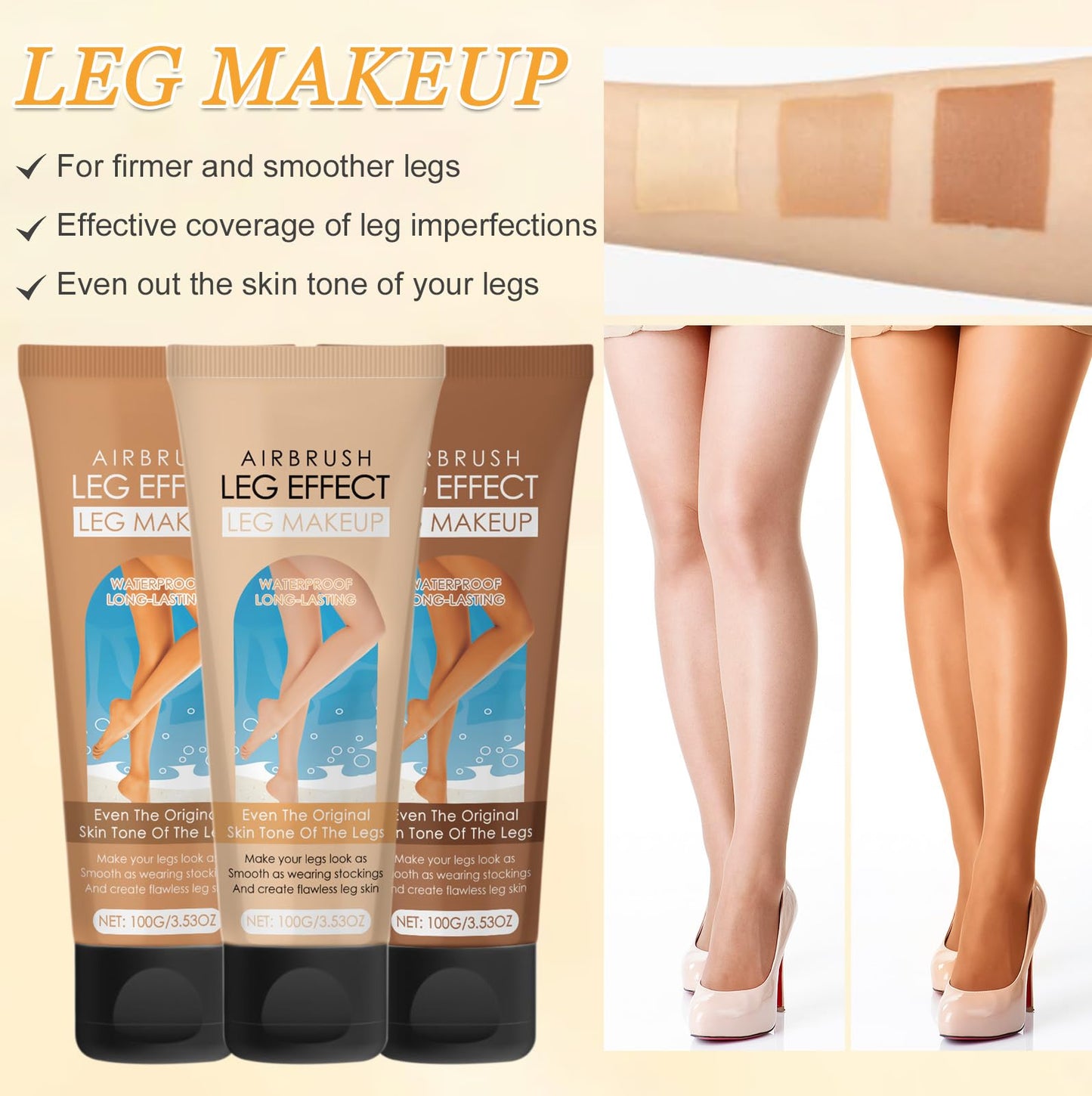 Muiefe Leg Makeup Waterproof No Transfer, Concealer Full Coverage, Flawless Leg Makeup Lotion, Leg Veins Body Scar Tattoo Cover Up, Even Skin Tone, Long Lasting Body Foundation for Women (Fairest Glow)