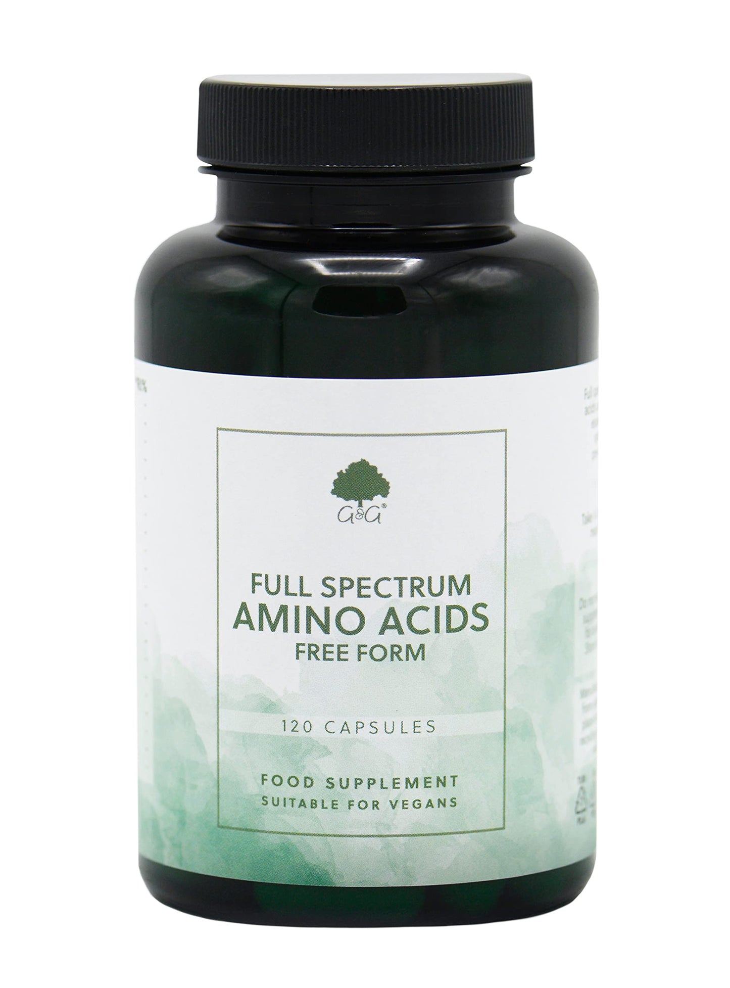 Full Spectrum Amino Acids Capsules | BCAA | Free Form Amino Acids | 120 Vegan Capsules | G&G Vitamins- 120 Capsules