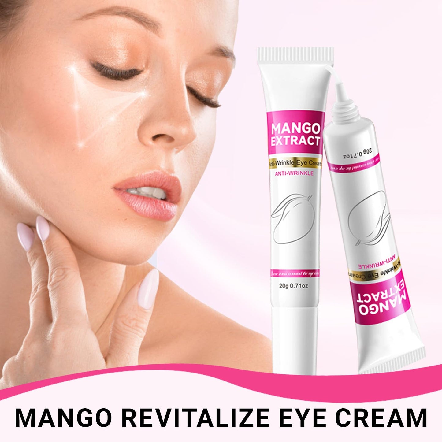 2 PCS Mango Revitalize Eye Cream Mango Activating and Firming Eye Cream Helps Remove Eye Bags and Dark Circles Deeply Moisturizes and Hydrates Firming Skin