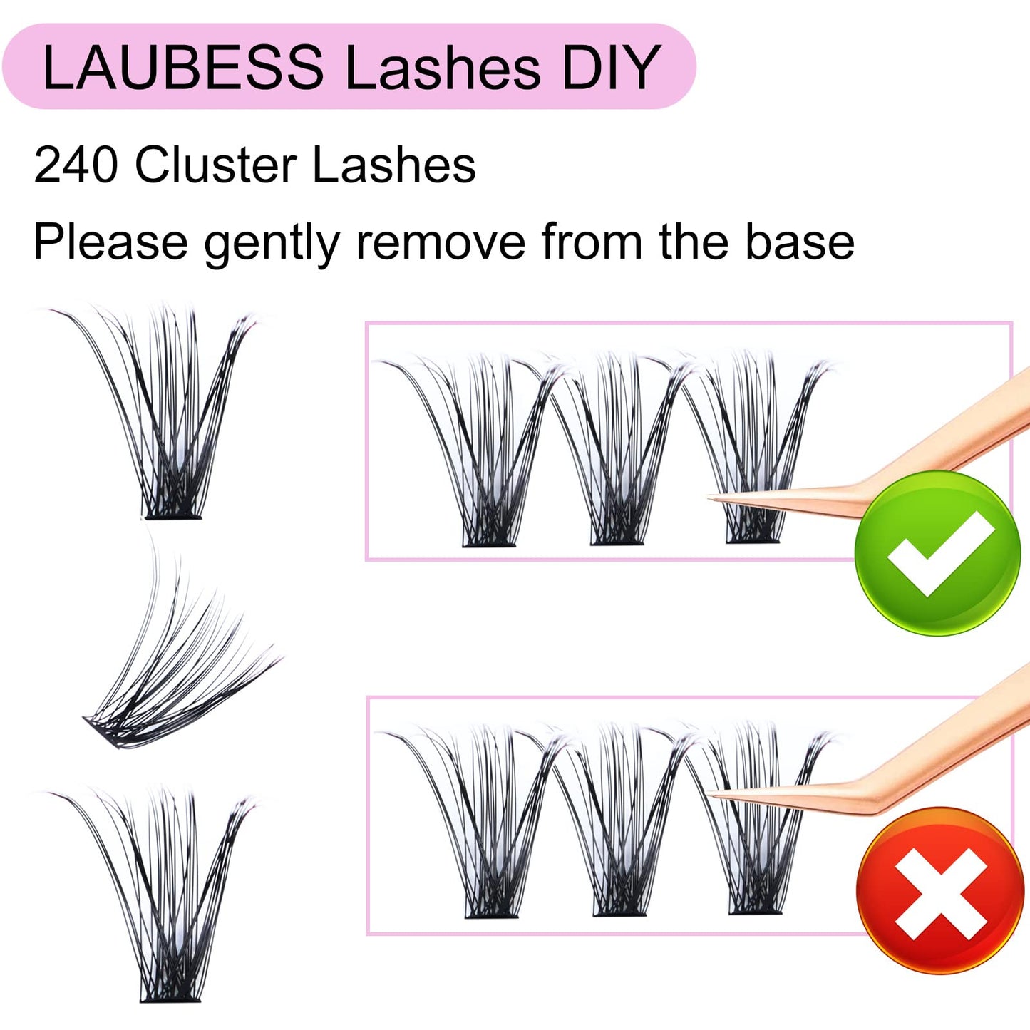 LAUBESS Lash Extension Kit 240 Pcs Cluster Lashes Kit Individual Lashes with Bond and Seal & Eyelash Tweezers Eyelash Extension Kit Lash Clusters (Set 20D/40D-0.07D-9-16Mix)