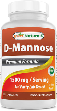 Best Naturals D-Mannose Capsules - Urinary Tract Cleanse Supplement 1500mg/Serving - 120 Count (120 Count (Pack of 3))