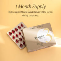Zita West Vital DHA with Omega 3 + Zinc for Fertility - Essential Multivitamins for Preconception, Pregnancy & Breastfeeding -Three Months Supply (Pack of 3, 3 x 60 Capsules)