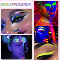 KARLOR 10 Color Fluorescent Eyeshadow, Glitter Luminous Neon UV Eyeshadow Matte Shimmer Sequins Colorful Glow Makeup Eyeshadows Palette with Brush, Neon Eye shadow Glow under UV Light
