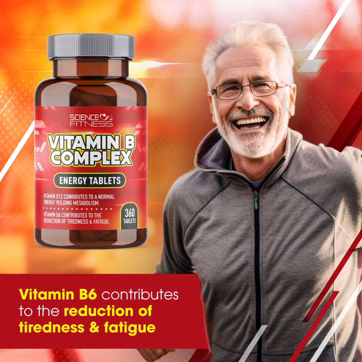 SCIENCE FITNESS B Complex Vitamins-360 Tablets, Suitable for Vegans B Complex Supplements, B1,B2, B6, B12 with Folic Acid
