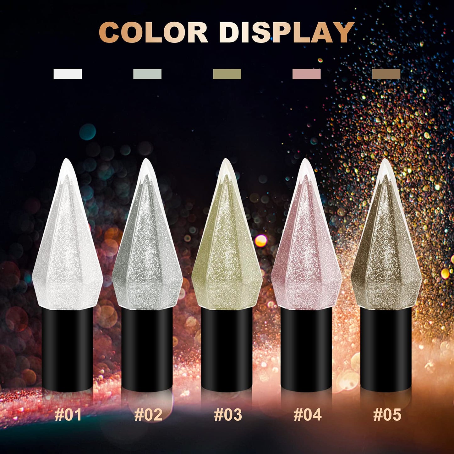 Erinde Glitter Liquid Eyeliner & Diamond Eyeshadow, Liquid Eye Shadow Long Lasting Pigmented, Colourful Eye Liners for Wedding Party Cosplay Eye Makeup Eye Liner