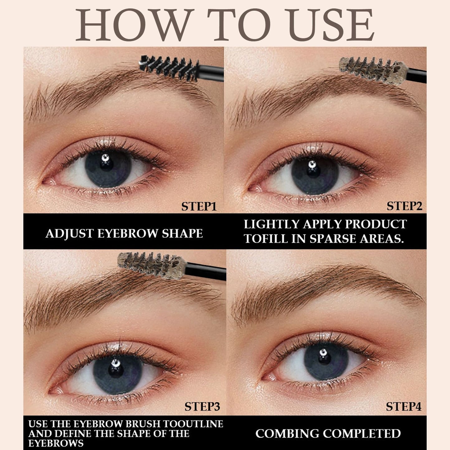 GEEWHILE Tinted Brow Glue, Brow Tint, Instant Eyebrow Styler Tinted Brow Gel, Waterproof Tinted Eyebrow Gel with Brush, Long Lasting Brow Gel Tint for Fuller Looking Eyebrows(Taupe)