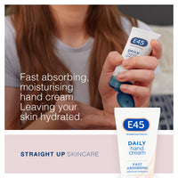 E45 Daily Hand Cream 50 ml – Hand Cream for Very Dry Hands - Moisturiser for Dry Skin and Sensitive Skin - Non-Greasy Hand Repair Cream for Soft and Supple Hands - Fast Absorption Formula (Pack Of 6)