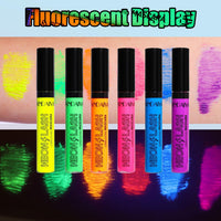 UV Glow Orange Mascara, Rainbow Color Fluorescence, Neon Colorful Mascara Waterproof, Extensions Eyelashes Curling Lengthening Eye Lashes Halloween Festival Party Stage Use (Orange)