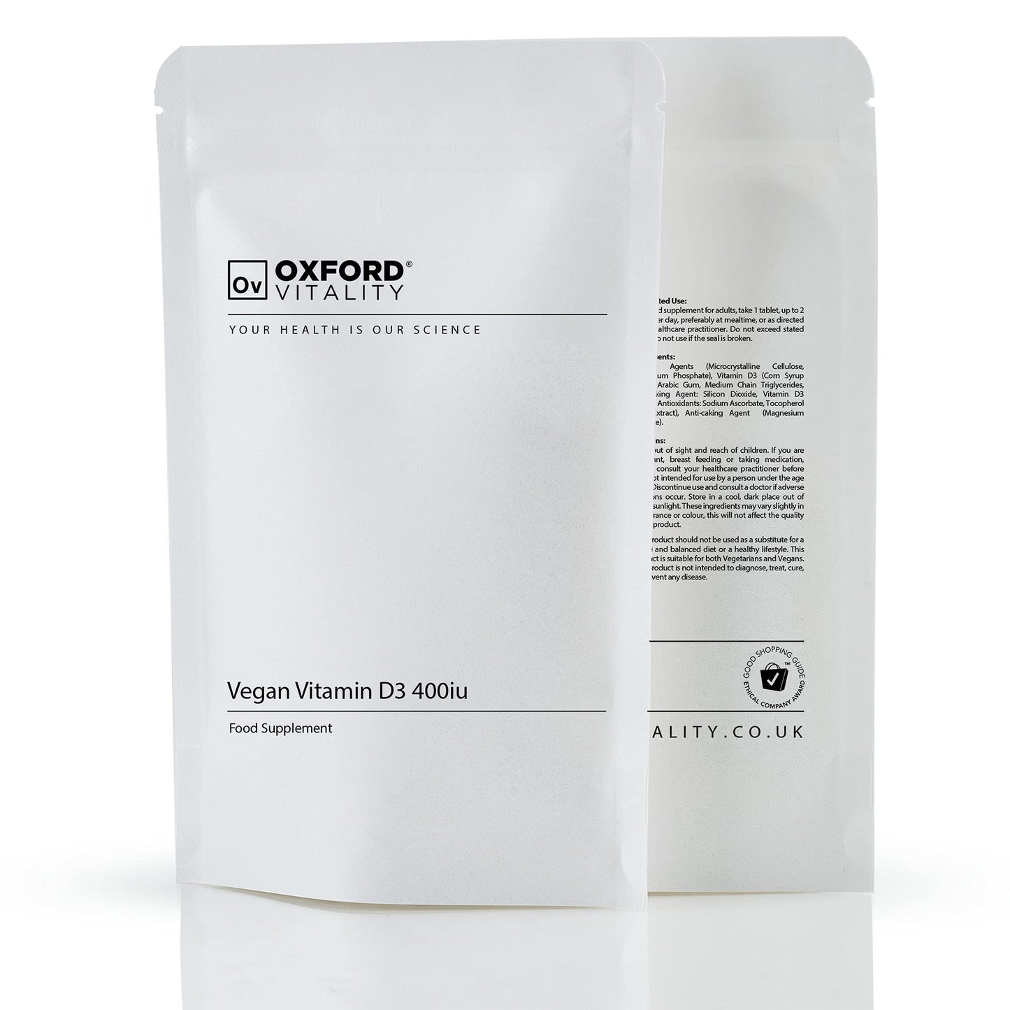 Ov OXFORD VITALITY Vegan Vitamin D3 400iu Tablets | Muscles, Immunity, Bones, Teeth | Oxford Vitality (120)