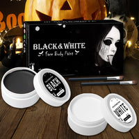 MAINT-CÖLLINTEC White Black Face Paint Makeup Halloween 100g, Halloween Make Up Kit Kids Adults, Halloween Face Paints Kit for Children, Skeleton Zombie Clown Makeup Halloween, Body Paint for Fancy Dress, Festivals