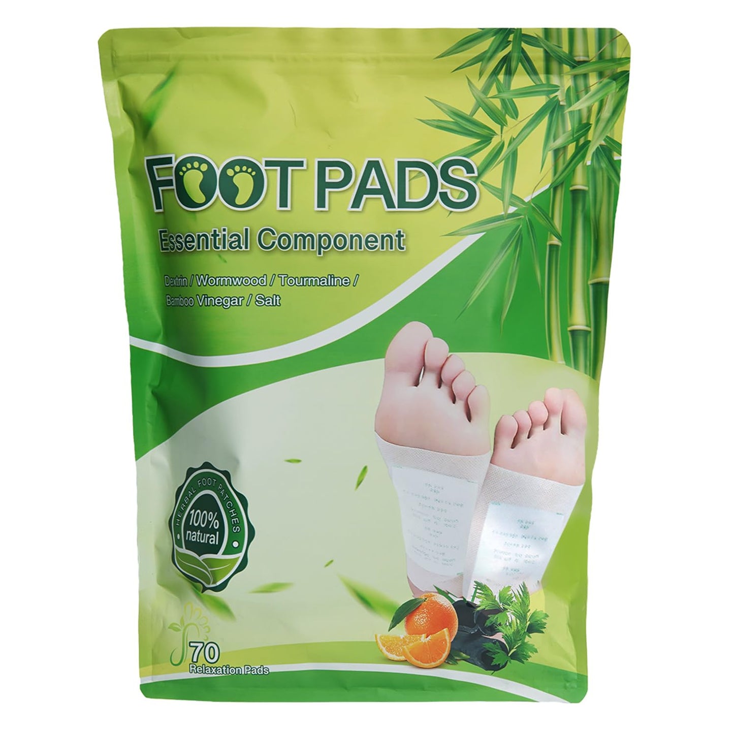 Jijizhazha 70 Pcs Natural Ingredients Detox Foot Patches,Organic Bamboo Vinegar Detox Foot Pads Improves Sleep Quality,Easy to Use(Extra Socks)