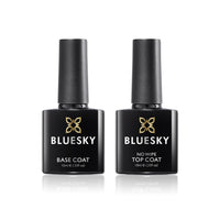 BLUESKY Bluesky Gel Nail Polishes, No Wipe Top Coat and Base Coat, Soak Off LED UV Gel Nail Polish Set, Long Lasting, Shiny, High Gloss Finish, Clear, 2 x 10ml Bottles
