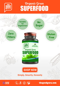 The Good Guru Organic Green Superfood Supplement Capsules - 90 Capsules with 18 Nutritious Ingredients