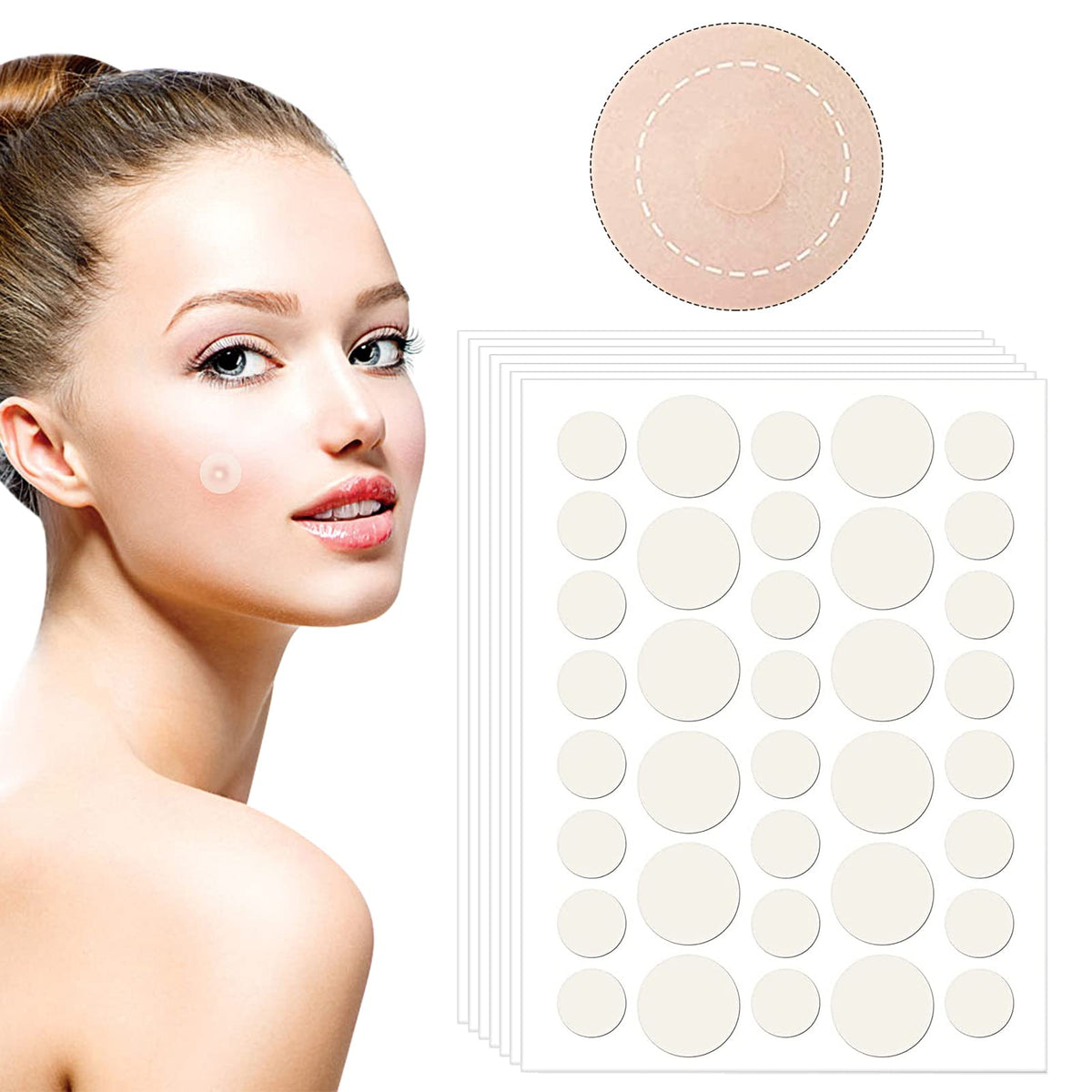 Udewo 252PCS Pimple Patches Acne Healing Patches Spot Treatment Sticker Absorbing Pimple Patches Translucent Hydrocolloid Patches Acne Stickers Invisible Spot Patches Blemish Stickers for Face and Body