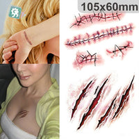 Healifty HEALIFTY Wound Stitch Scar Scab Waterproof Temporary Tattoo Sticker Halloween Props