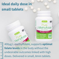 Pure Folate 400 mcg, 180 Small Tablets, Clean Ingredients & Vegan, Active Form of Folic Acid L-Methylfolate (Vitamin B9), Suitable for Pregnancy, One-a-Day, 180 Servings, by Igennus