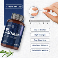 Selenium 200mcg - 365 Selenium Tablets (1 Year Supply) - Yeast Free Selenium Supplements - L-Selenomethionine - Natural Immune System & Thyroid Supplements - Hair and Nail Supplements for Women & Men