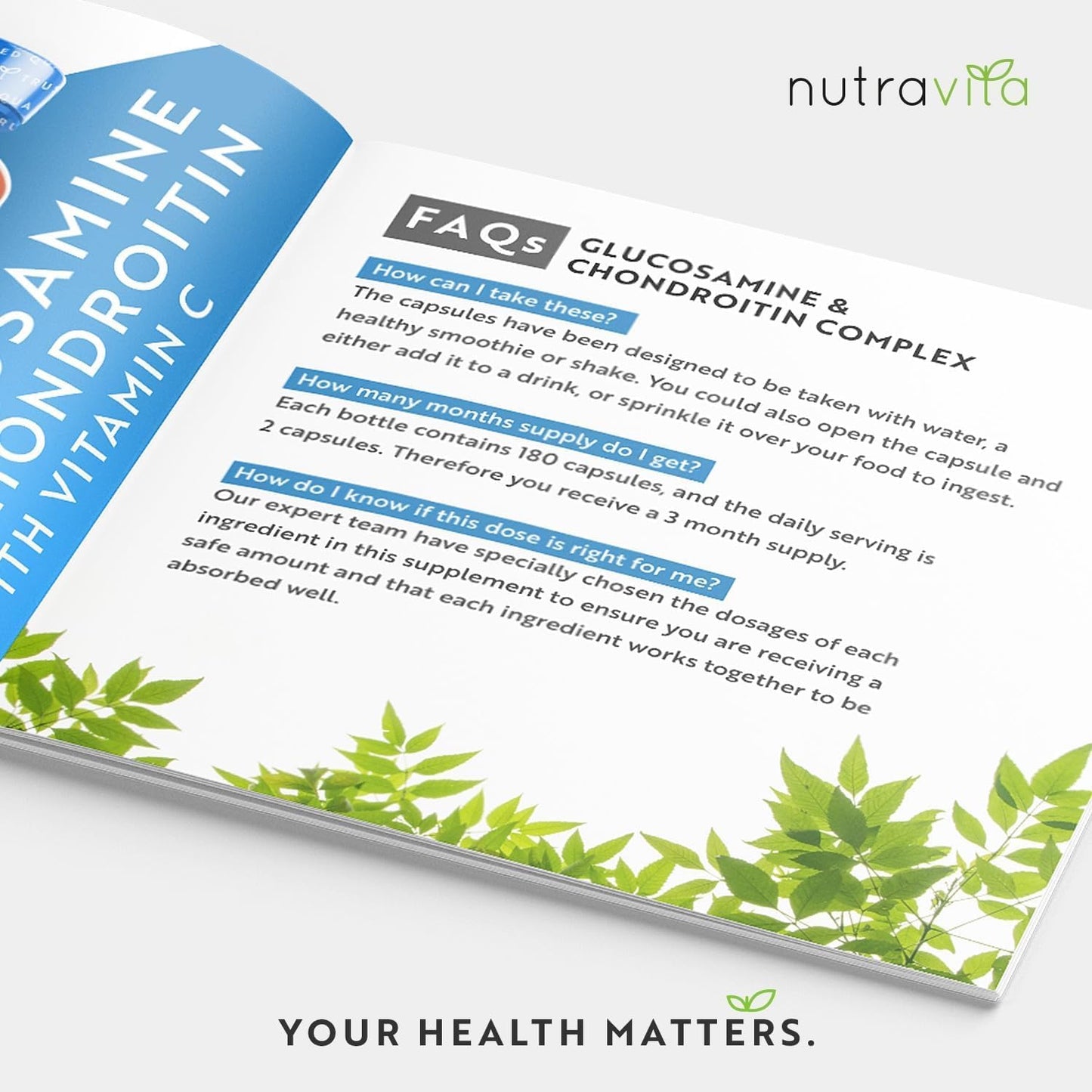 Glucosamine and Chondroitin Complex (2 Packs of 180) – 360 High Strength Capsules – Contributes to Maintenance of Normal Immune System – Vitamin C, Turmeric, Ginger and Rosehip – UK Made by Nutravita