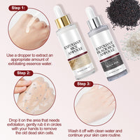 Samkeen Rice Ampoule Set, Black & White Rice Facial Exfoliator Water, Exfoliating Toner, Exfoliating Facial Scrub, Gentle Double Effect Scrub, Shrink Pores, Remove Blackheads