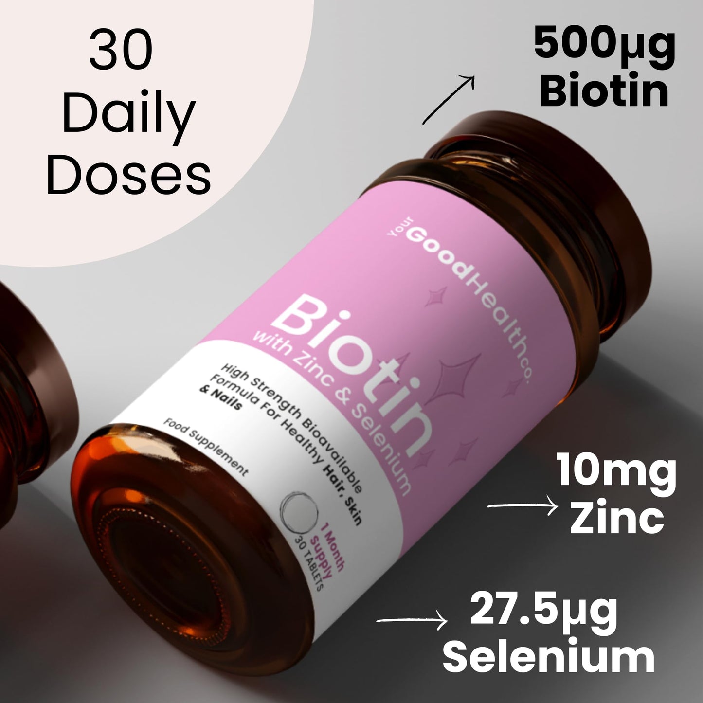 Your Good Health Co. Your Good Health Co – Biotin | Vegan | Biotin with Zinc & Selenium | Healthy Hair, Skin & Nails | Tablet | 30 Day Supply