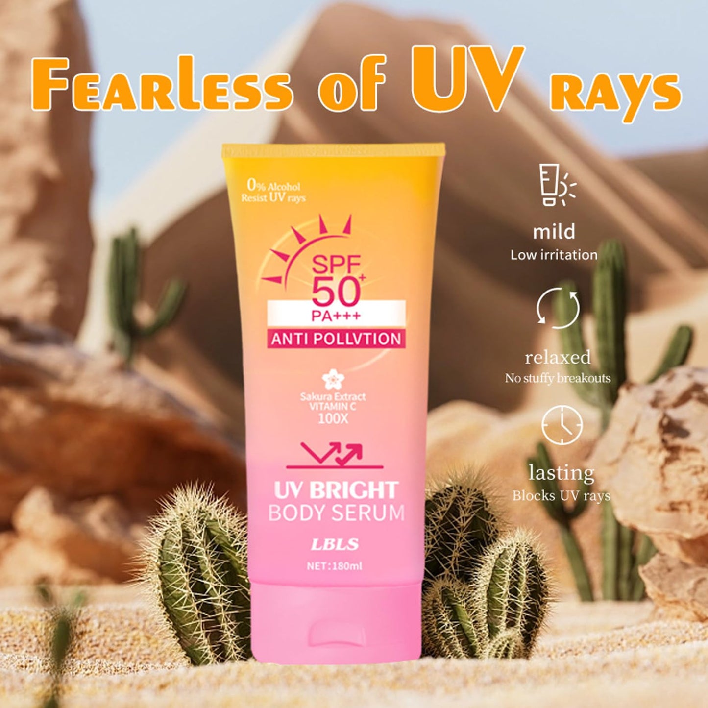 YANZEFEI Soothing Sun Cream SPF 50+++,Sunscreen spf 50,SPF50 Face Moisturizer,Sakura Extract &Vitamin C Sun Cream,Moisture Immediate UVA & UVB Protection,Fast-Absorbing,Face&Body Sunscreen Resist UV Rays,180ml