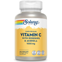 SOLARAY Vitamin C 1000mg - 100 Vegan Capsules not Tablets - High Strength VIT C Supplement with Ascorbic Acid, Acerola Cherry and Rosehip - Lab Verified - Solaray