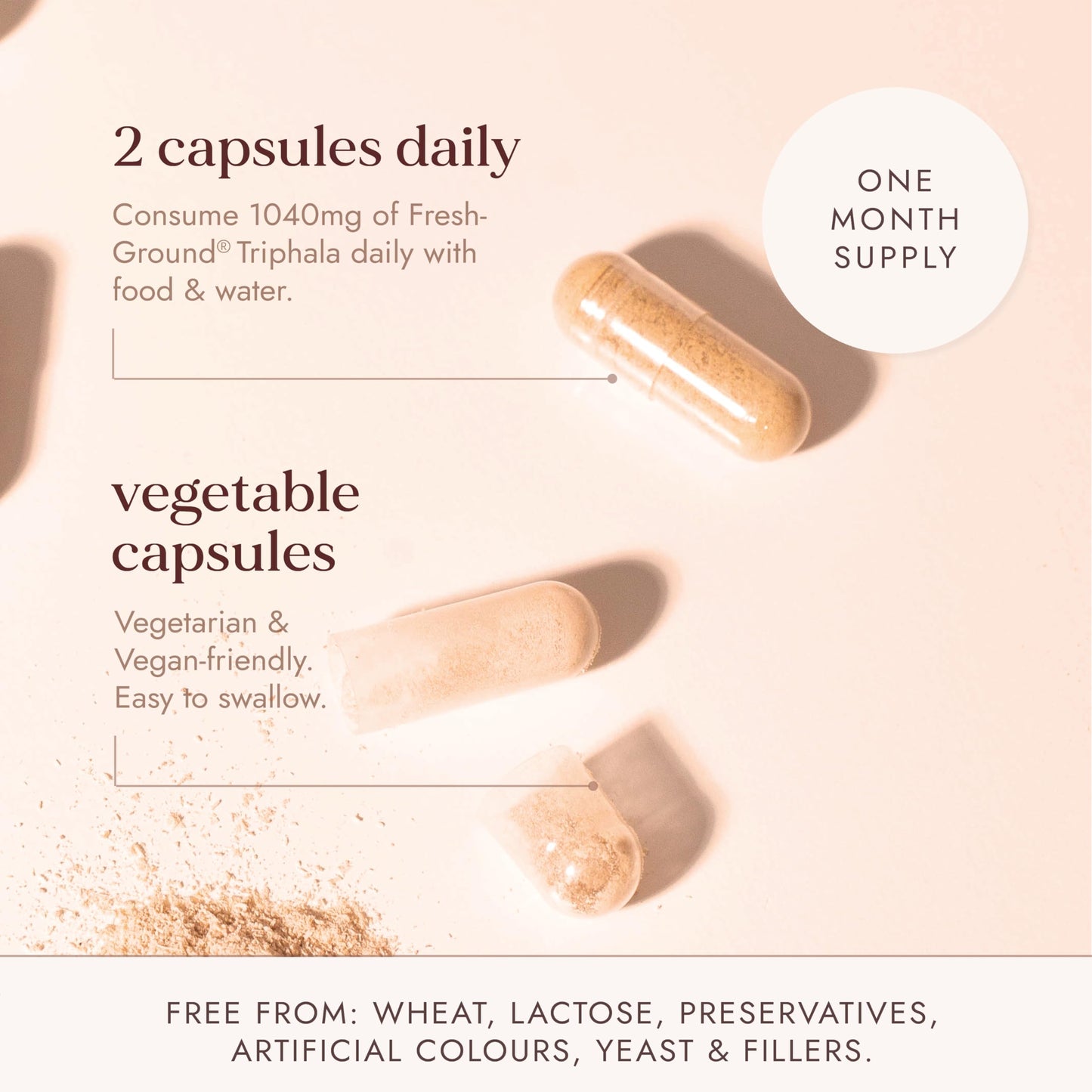 Fushi Organic Triphala Capsules, 60 Caps | Fresh-Ground Whole Food | Body Tonic, Cleansing & Detoxifying the system, Regulating Digestive System | Ayurvedic Medicine| Ethical & Vegan |Made in the UK