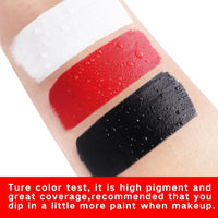 Go Ho Black White Red Face Paint Palette,Washable Formula Cream Clown Face Paint,Halloween Cosplay Face Paint,Body Paint SFX Makeup,Professional Clown Makeup Palette