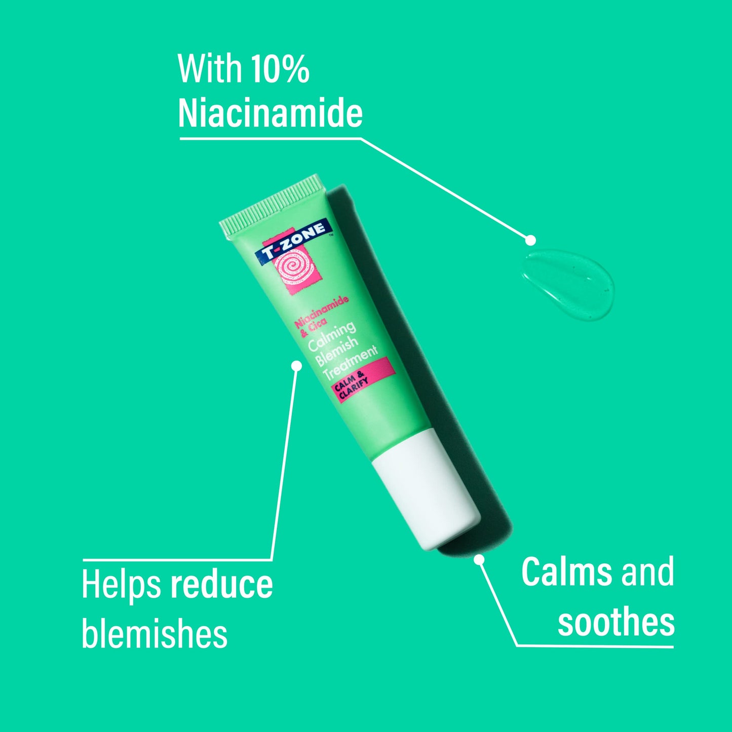 T-Zone Niacinamide & Cica Calming Blemish Treatment (8ml) - Calms & Soothes. Helps Reduce Blemishes. With 10% Niacinamide