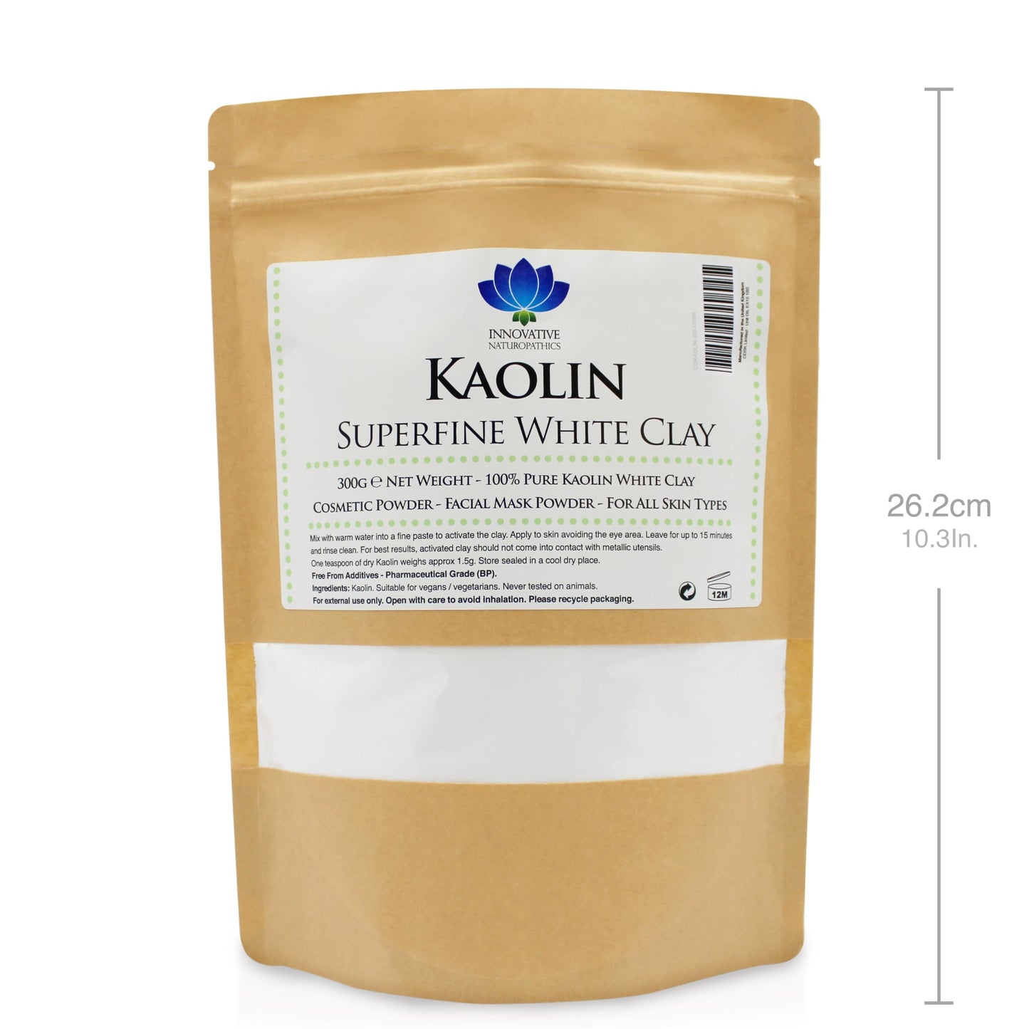Innovative Naturopathics Kaolin - Pharmaceutical Grade - Superfine White Clay - 300g Packet