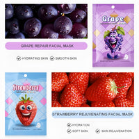 SinceReal Face Masks Skincare, 7 Sheet Fruit Face Mask Hydrating and Smoothing, Improve Dullness & Brighten, Face-Mask for Teenage Girls for All Skin Types