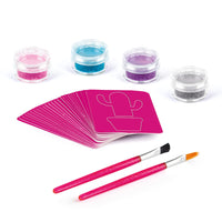 FabLab Glitter Tattoos | Create FAB Glittery Kids Tattoos! | Includes 28 Stencils and 4 Sparkly Colours of Bio-Glitter | Girls Gifts for Ages 8+