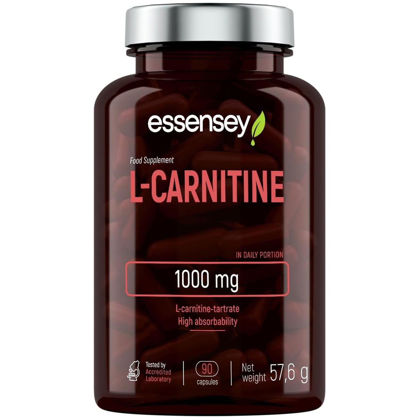 ESSENSEY Essensey L-Carnitine 1000mg - 90 Capsules | High Absorption Form | Ideal for Vegetarians High Strength L Carnitine Supplement