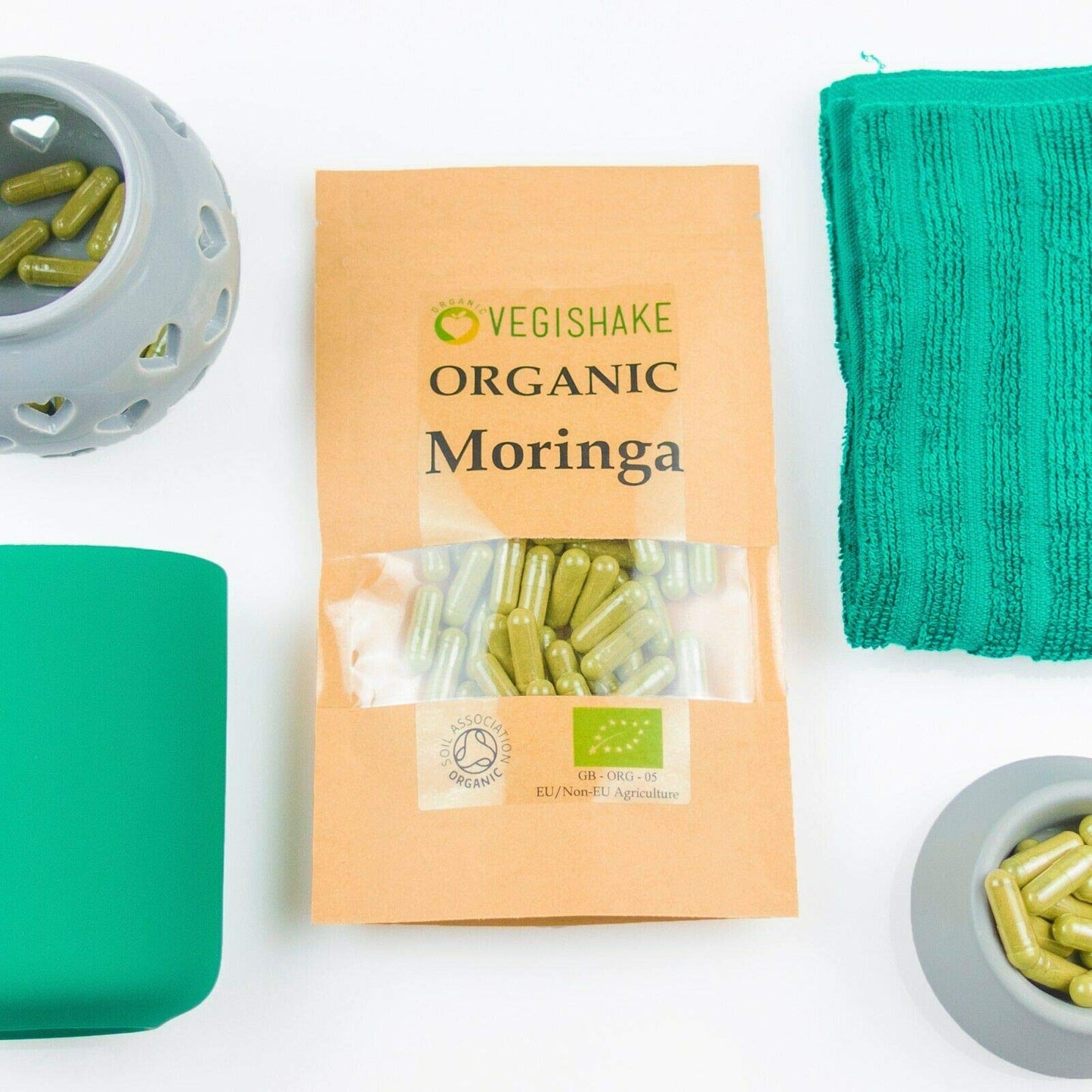 vegishake Organic Moringa Oleifera HPMC Capsules 1000mg per Meal Oleifera Miracle Tree Vegan Halal Kosher (90 Capsules)