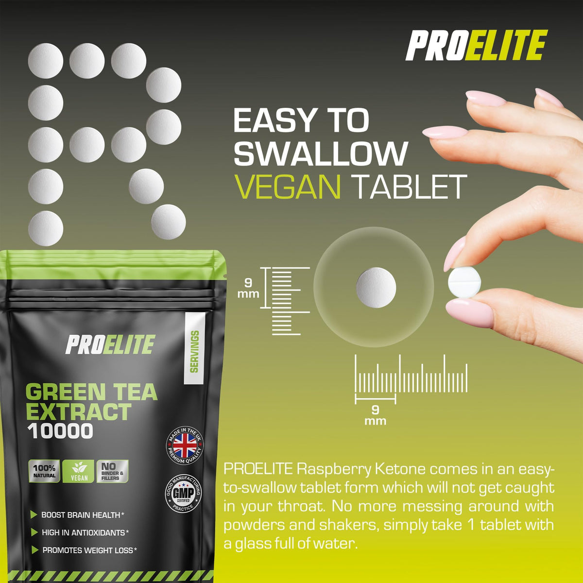 Green Tea Extract 10,000mg of Antioxidant 120 Tablet | 95% Polyphenols (297mg per Tablet) | (4 Months Supply) | Resealable and Recyclable Pouch | Vegan & Vegetarian | by PROELITE