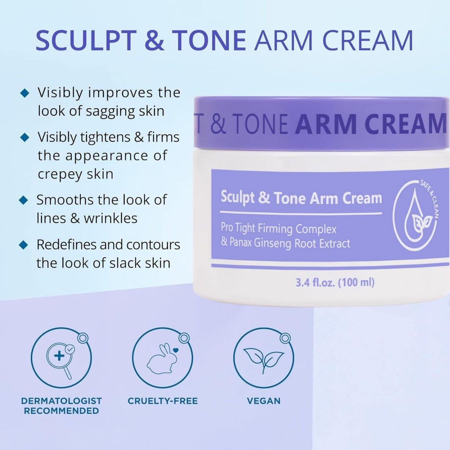 Cureluxe Sculpt & Tone Arm Cream,Firming Cream for Loose Skin,Skin Tightening Cream Body,Skin Firming Body Cream for Arm,Leg,Belly,Body Firming Cre-am for The Look Of Crepey Texture On Arms,Smooth & Nourish