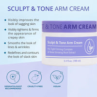 Cureluxe Sculpt & Tone Arm Cream,Firming Cream for Loose Skin,Skin Tightening Cream Body,Skin Firming Body Cream for Arm,Leg,Belly,Body Firming Cre-am for The Look Of Crepey Texture On Arms,Smooth & Nourish