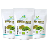 Herbal Magic's Organic Bitter Gourd Powder-Great Green Vegetable-Also Known as Karela, Bitter Melon,Balsam-pear. Free from Fillers & Preservatives- of&G UK Organic Certified- 100g (Pack of 3)