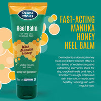 Dermatonics Fast-Acting Manuka Honey Heel Balm | Nourishing Formula for Very Dry and Cracked Heels | Visible Results in Just 1 Day | Suitable for Diabetics | 70 ml