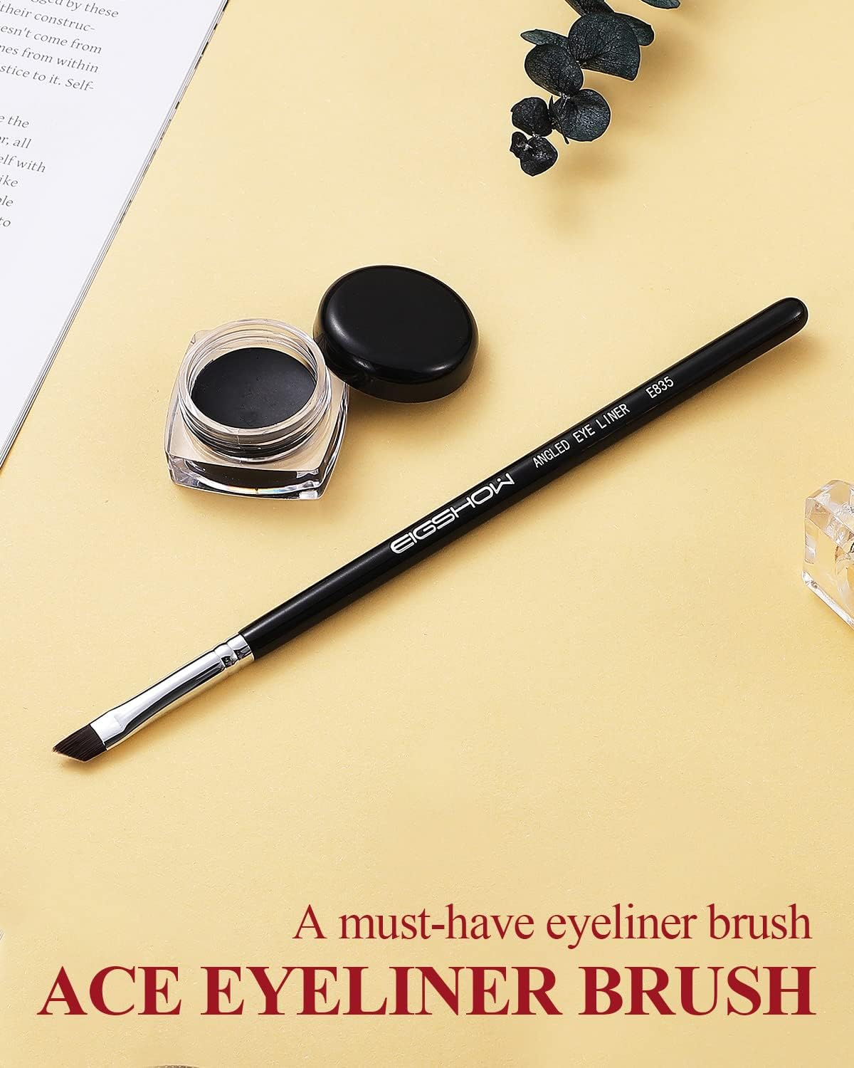Eyeliner Brush, EIGSHOW Precision Eye Liner Makeup Brushes, Angled Eyeliner Brush,Ultra Thin Slanted Flat Angle, Cruelty-Free Synthetic Bristles,Great for Pros & Beginners (E835)