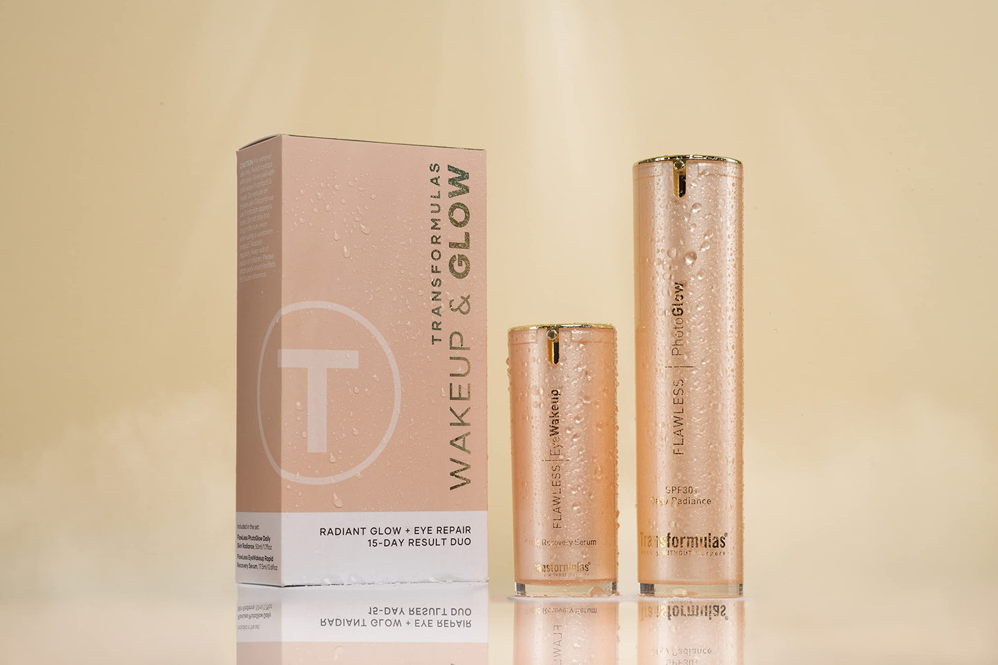 Transformulas Flawless PhotoGlow 50ml and Eye Wake Up Rapid Recovery 17.5ml Set, Photoglow Moisturiser to Help Sooth and Tone and Eye Wake Up to Help Reduce Eye Puffiness