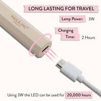 Nails Inc Nails.INC GelLED On-The-Go Mini Portable LED Lamp, Cures in 60 Seconds, Mini Nail Dryer for DIY Gel Nails, Adhesion for Gems, Easy Flash Cure Lamp, Rechargeable USB Nail Light, 3W, 1 Count