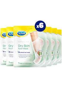 Dr. Scholl's Scholl Expertare Dry Skin Foot Mask - Nourishing Foot Mask with Coconut Oil, Urea, and Shea Butter - Up To 24-Hour Moisture for Dry Foot Skin - 6 Pairs of Foot Mask Socks