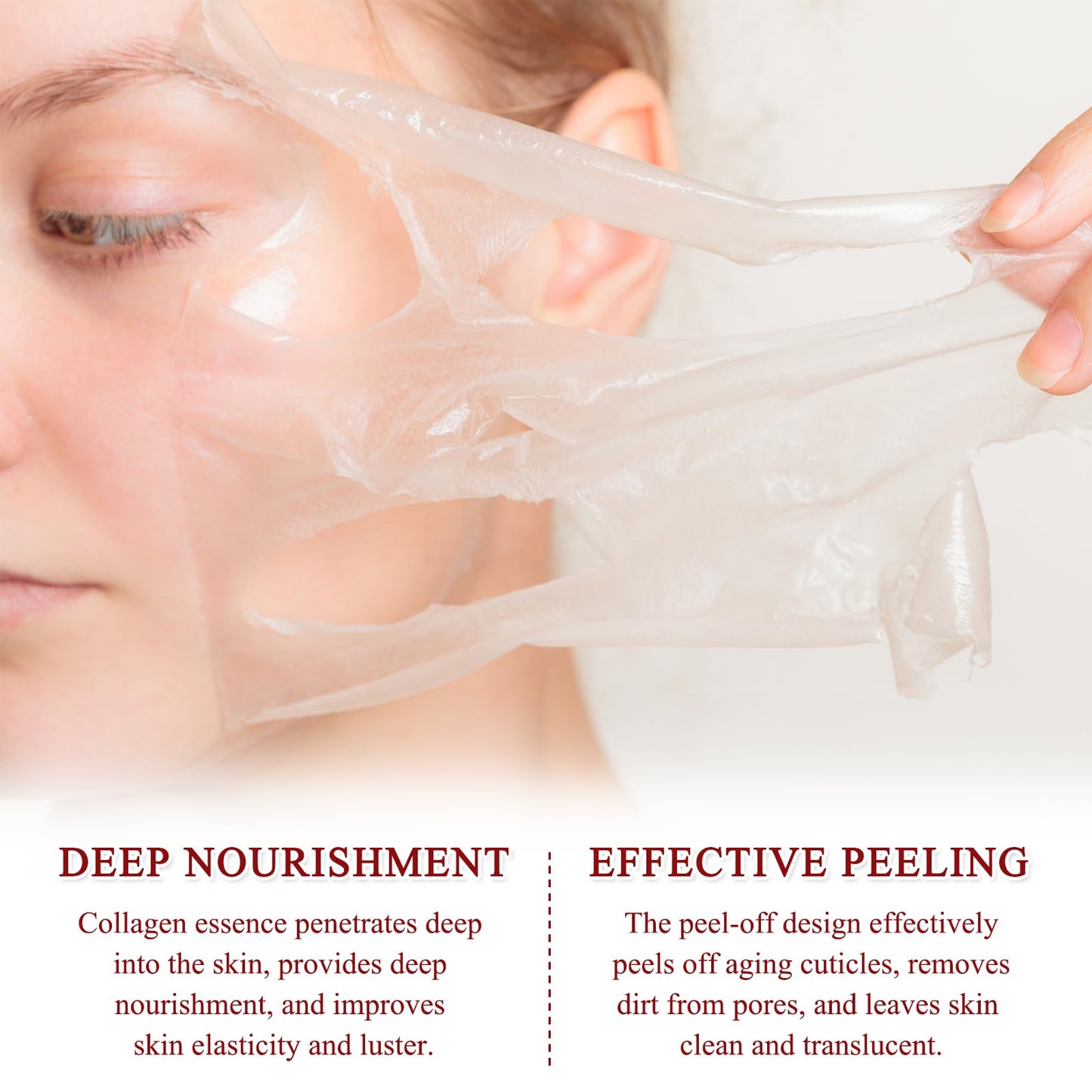 ExcellaElite 2 PCS Real Collagen Fit Mask, Collagen Night Mask Collagen Mask Collagen Wrapping Mask with 2 Mask Brushes Deep Hydration for Elasticity Moisturizing Glowing Glass Skin